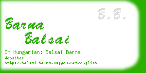barna balsai business card